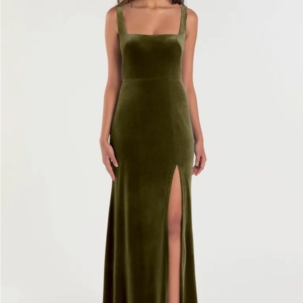 Jenny Yoo, Mara, sage green, velvet bridesmaid dress